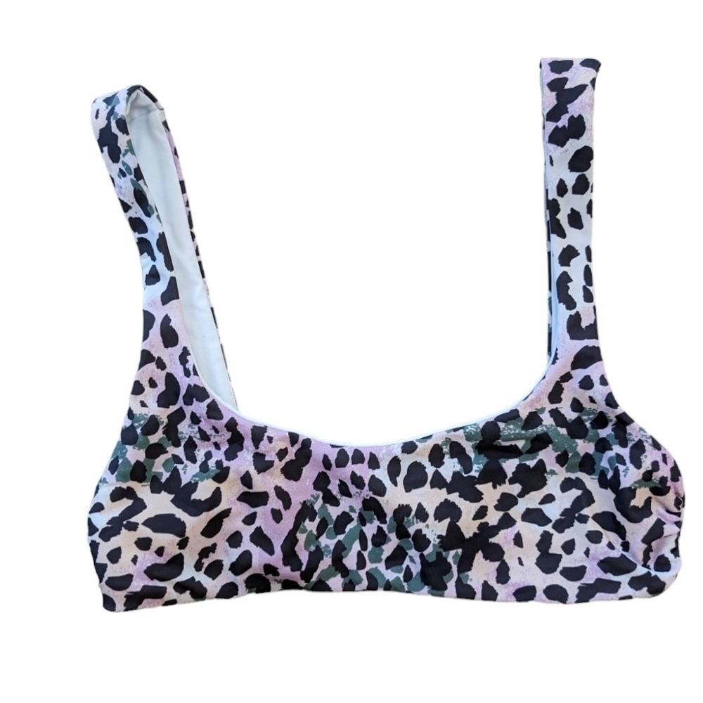 Veronica Beard Celeste Bikini Swim Top Lilac Multi Leopard Print XS - Picture 4 of 6